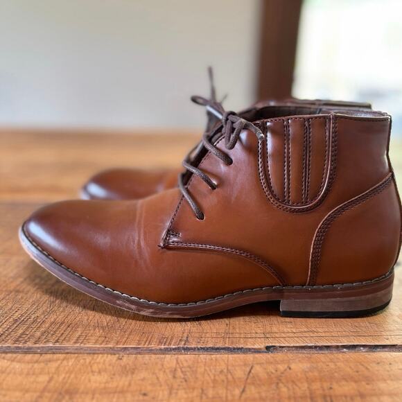 Kids Stacey Adams Brown Maxwell Plain‎ Toe Chukka Boot Dress Shoe Size 2 - Picture 4 of 10